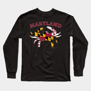 Maryland State Blue Crab Flag Long Sleeve T-Shirt